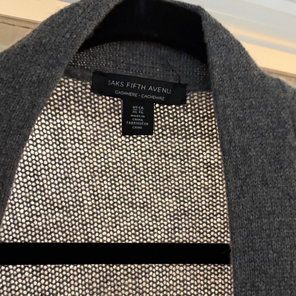 Saks Fifth Avenue Cashmere Charcoal Open Cardigan - Picture 2 of 4